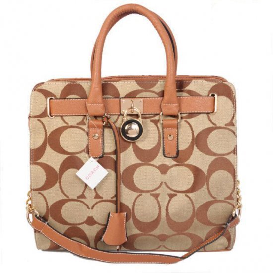 Coach Lock Medium Khaki Totes AOL